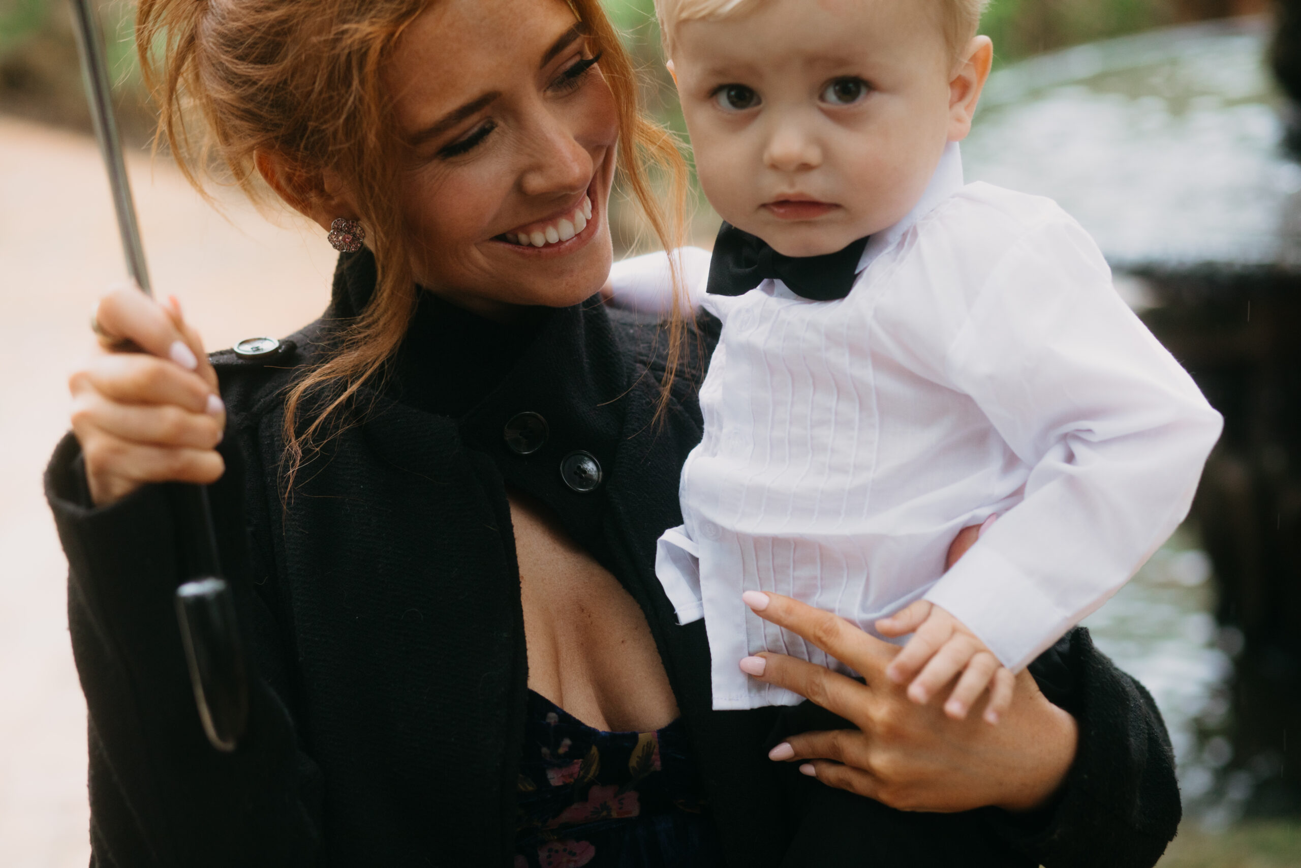 Candid of a child and adult playing together.